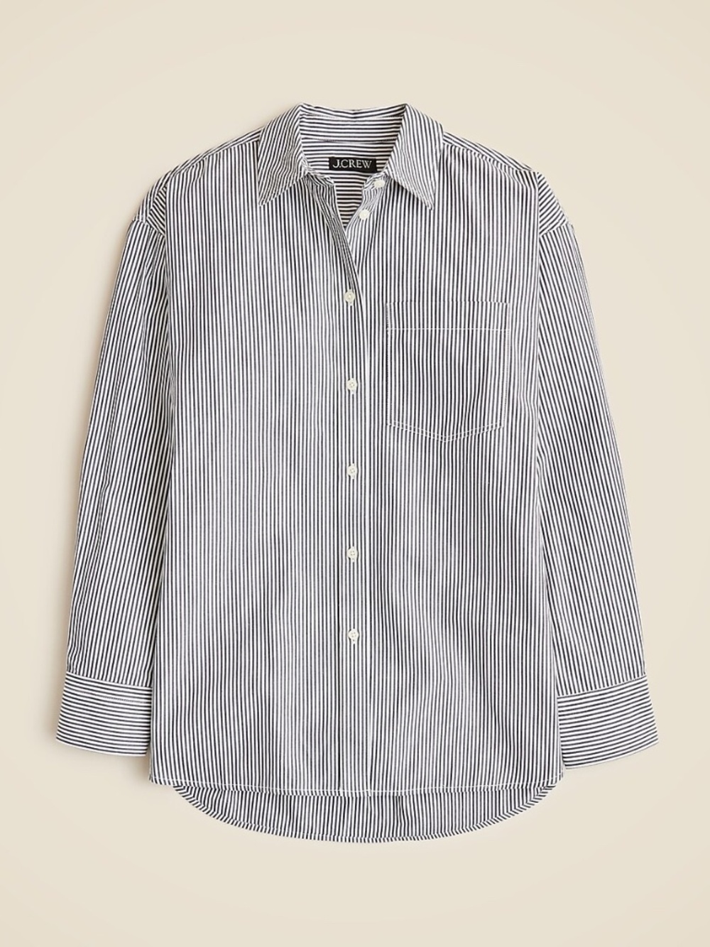 J.Crew Étienne Oversized Shirt Striped Lightweight Oxford Navy Stripe Size XXS